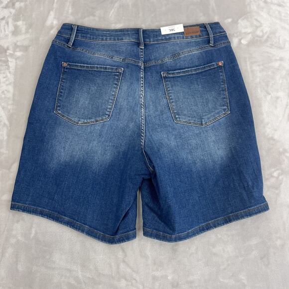 Judy Blue Shorts Womens 3XL Blue Denim Bermuda Tummy Control Hi Rise Stretch - Picture 10 of 11